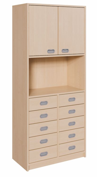 K Kombinationsschrank 180 cm, 10 Schübe/2 Türen, 2 Breiten